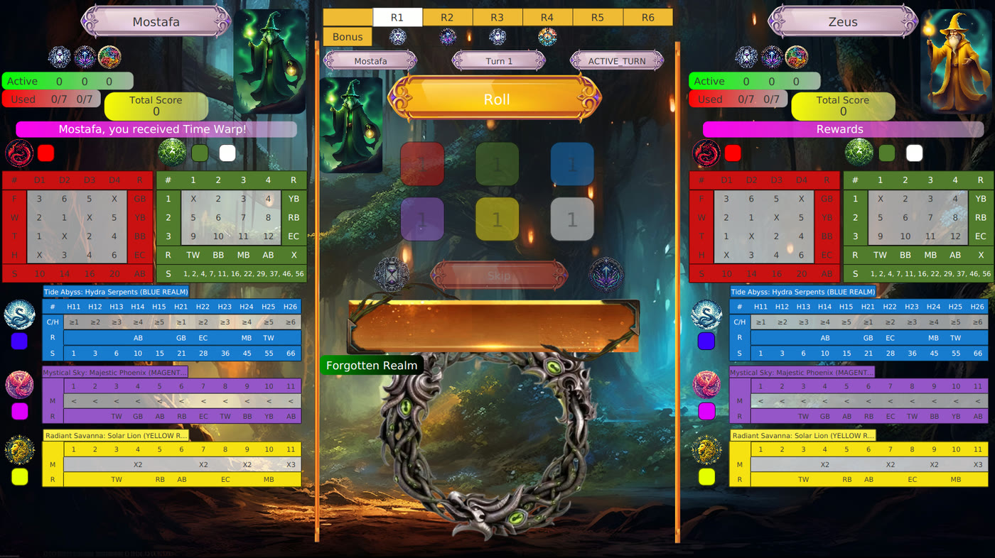 Dice Realms game board screenshot